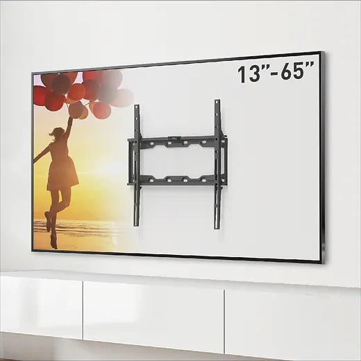 Barkan TV Wall Mount, 19 - 65 inch Fixed Flat / Curved Screen Bracket, Holds up to 50kg, Auto Lock Patented, Very Low Profile, Fits LED OLED LCD