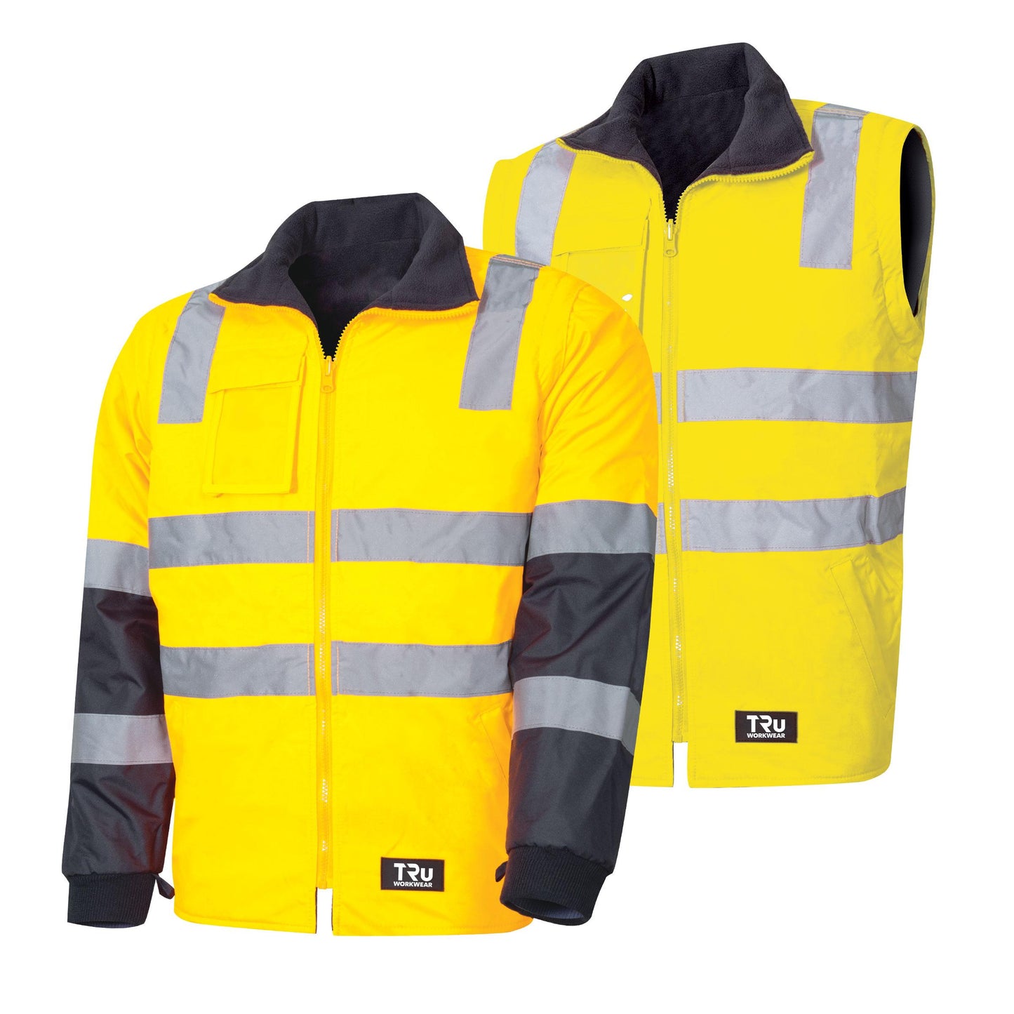 Wet Weather Jacket With Removable Sleeves And TRuVis Reflective Tape - Y/N Size XS