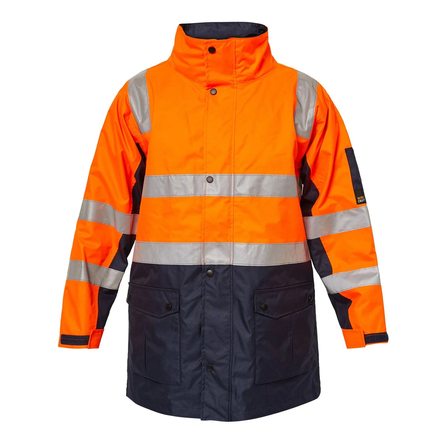 WORKCRAFT HI VIS REFLECTIVE RAIN JACKET ORANGE NAVY 3XL