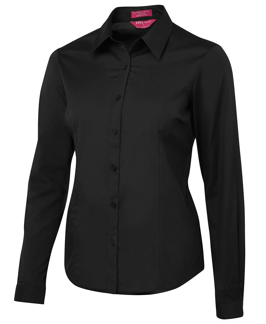 JB's LADIES URBAN L/S POPLIN SHIRT BLACK SIZE 6