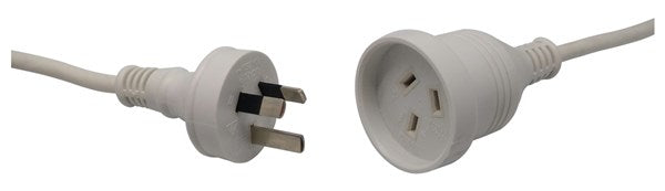 3m White Mains Extension Cable Standard AU/NZ mains extension lead - 240V 10A rated - 3m length