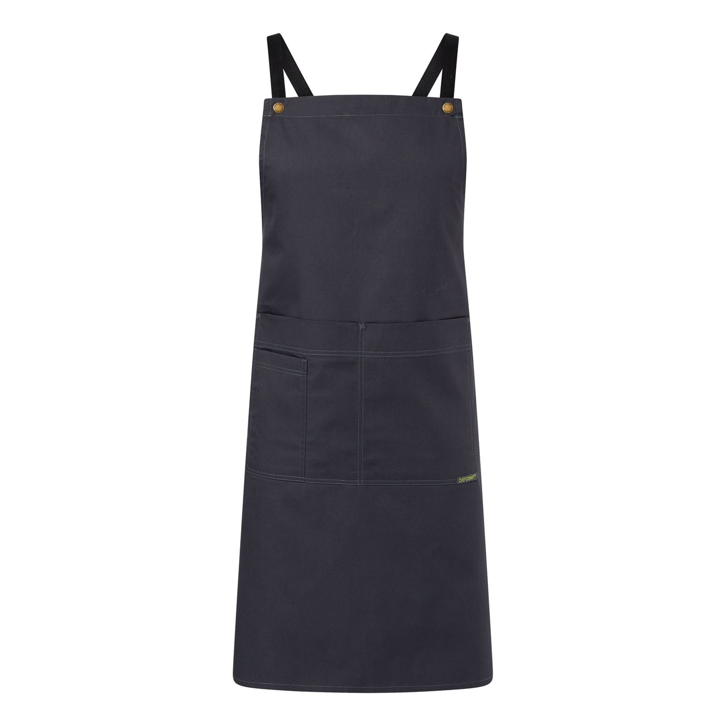 CHEFS CRAFT FULL BIB APRON WITH POCKETS CHARCOAL