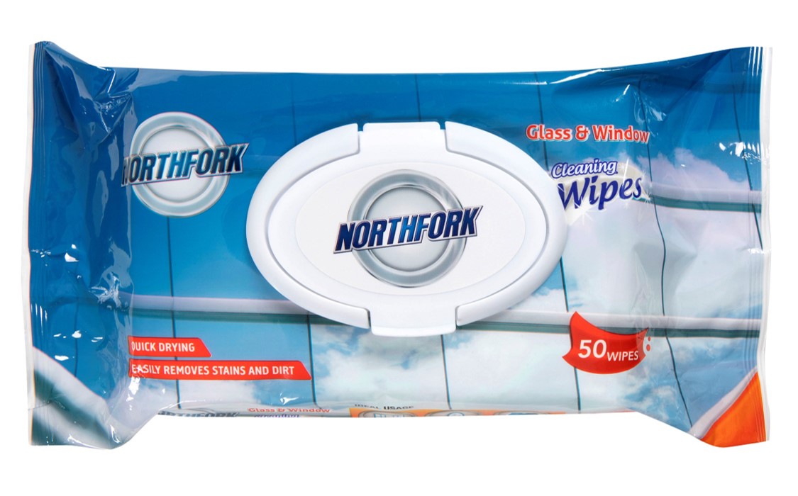NORTHFORK CLEANING WIPES GLASS AND WINDOW WET PK50