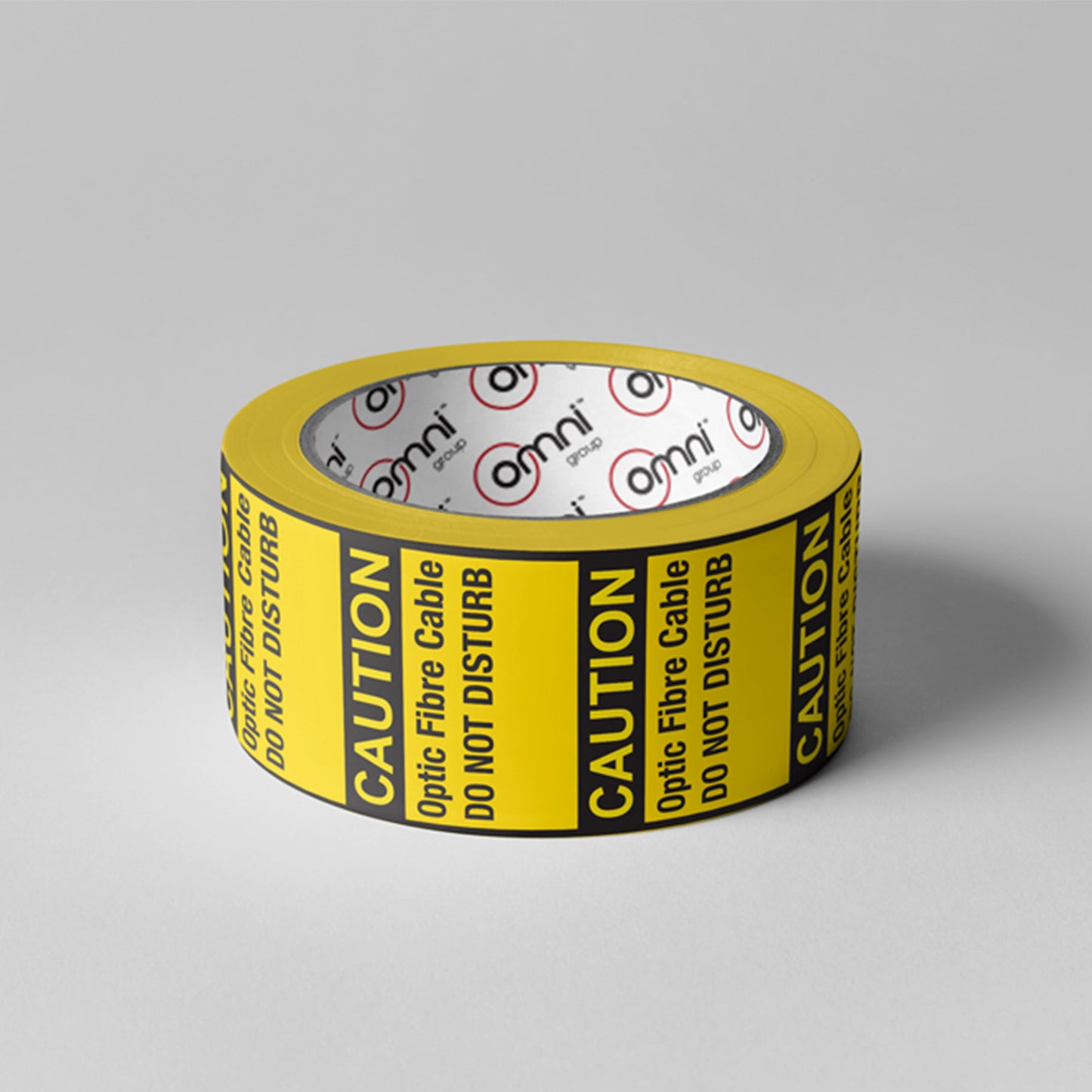 CAUTION OPTIC FIBRE CABLE DO NOT DISTURB Tape PVC 48mm x 100m Black on Yellow