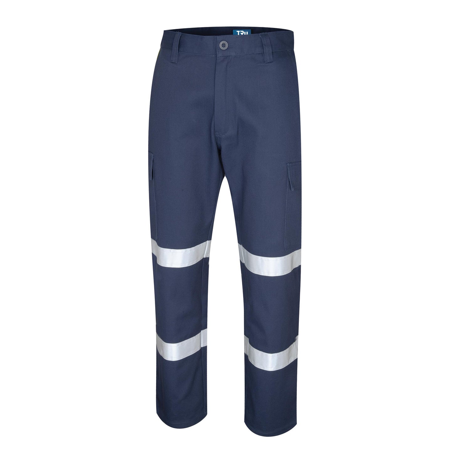 Tru Workwear Heavy Weight Cotton Drill Cargo Trousers with 3M Bio-Motion Reflective Tape, NAVY 87S