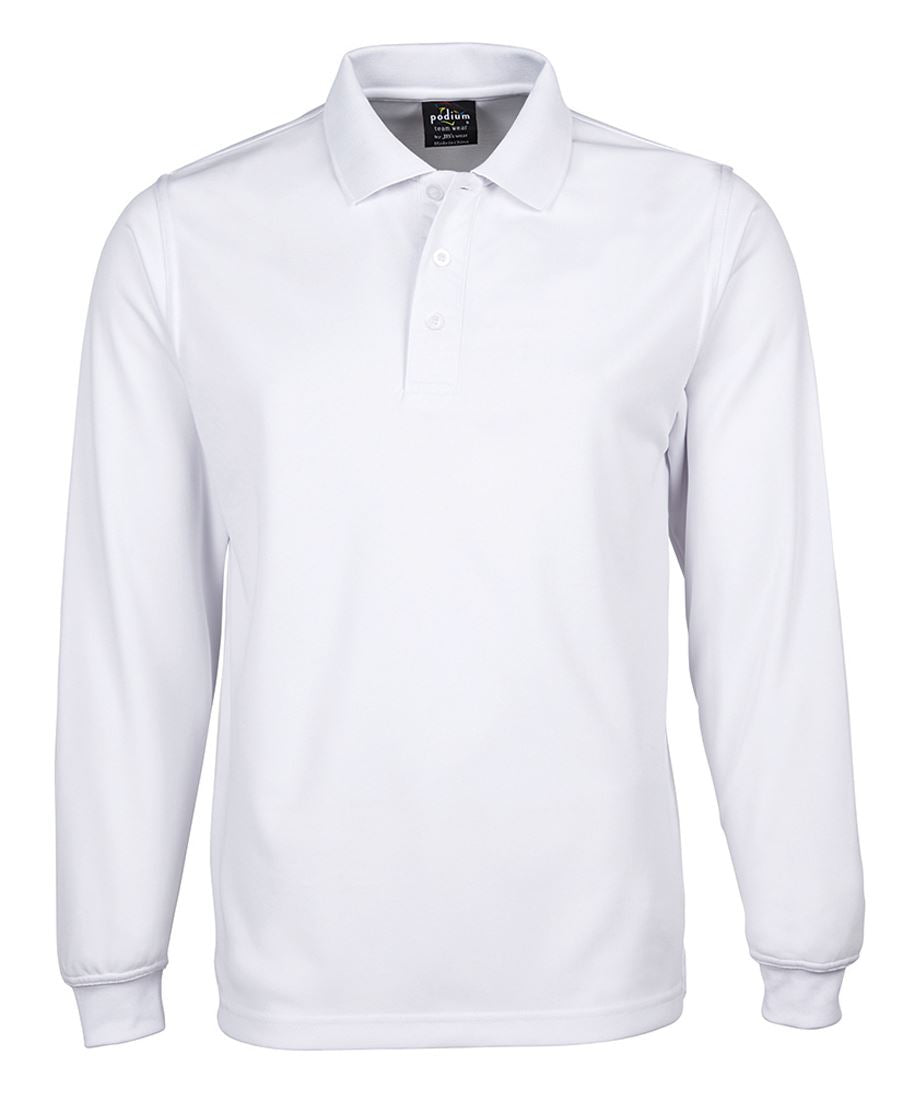 JB'S PODIUM LONG SLEEVE POLY POLO WHITE 4 XL