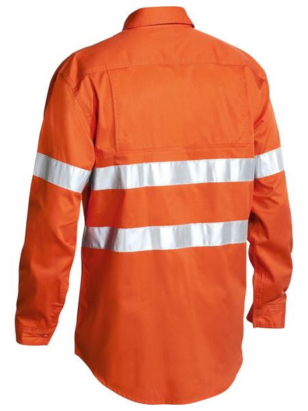 BISLEY TAPED HI VIS COOL LIGHTWEIGHT DRILL SHIRT ORANGE XSMALL