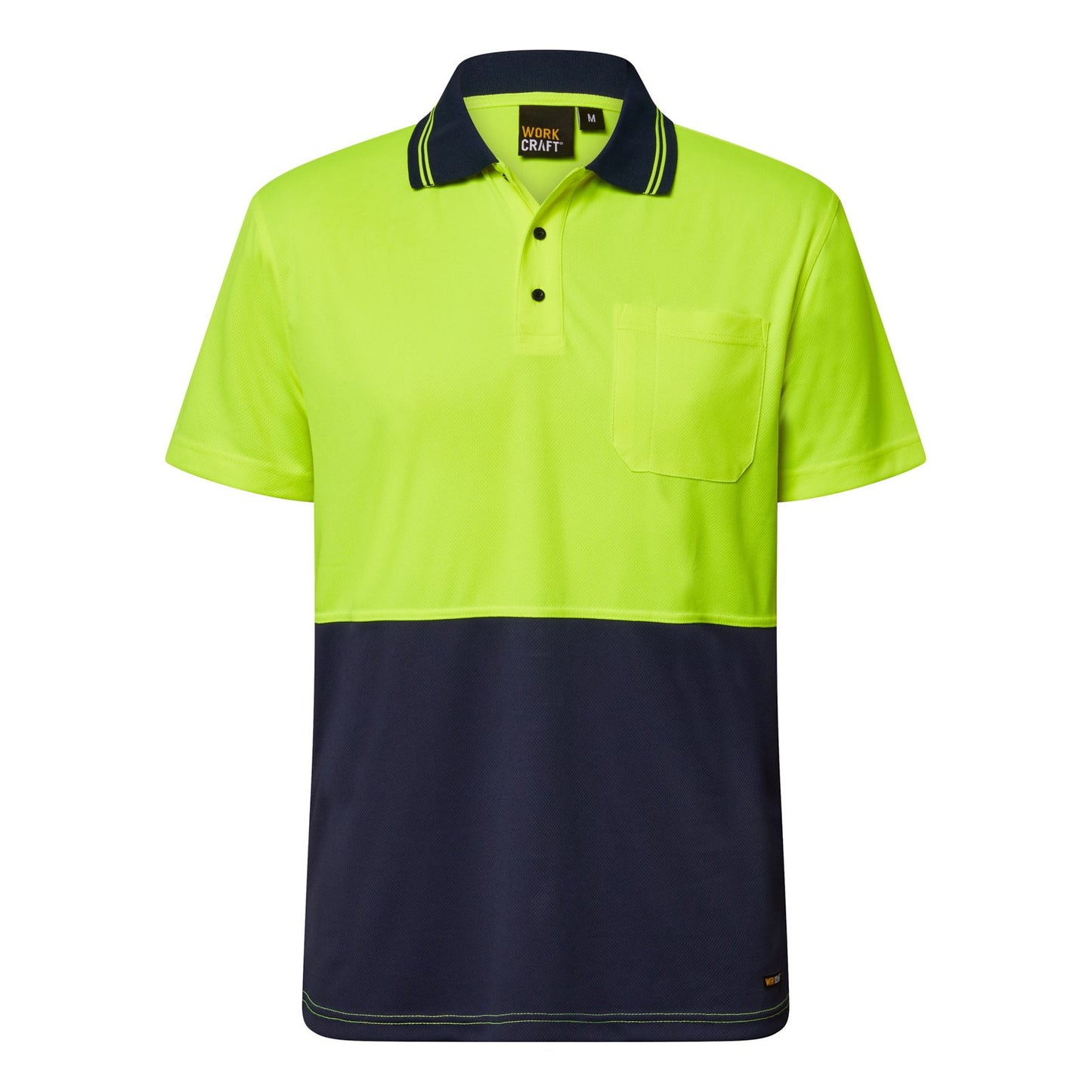 WORK CRAFT HI VIS LIGHTWEIGHT POLO YELLOW/NAVY EXTRA LARGE