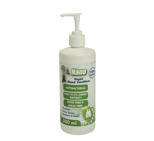 75% Alcohol, Aloe leaf extract, Kills 99.9% of germs rapidly Hospital grade formulation Non sticky, air dries quickly without residue Leaves your hands fresh and hygienically clean 500ML