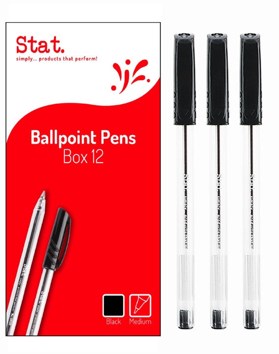 PEN STAT 1.0MM BALLPOINT MEDIUM BLACK BX12