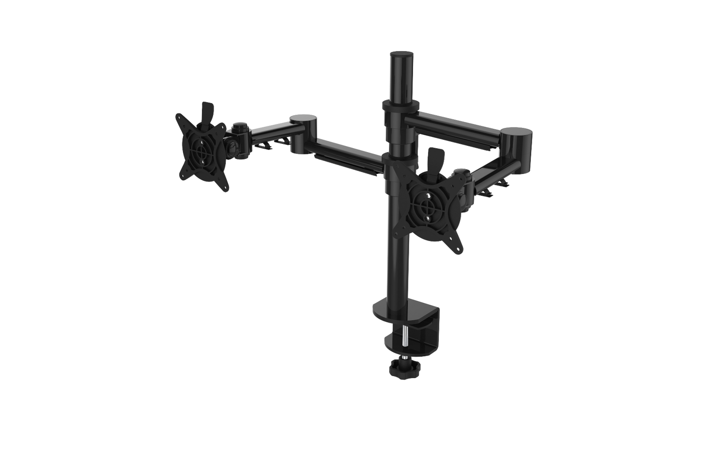 PLUTO MONITOR ARMS Dual arm side-by-side, Max 27" monitor, Standard post, Max height 400mm BLACK