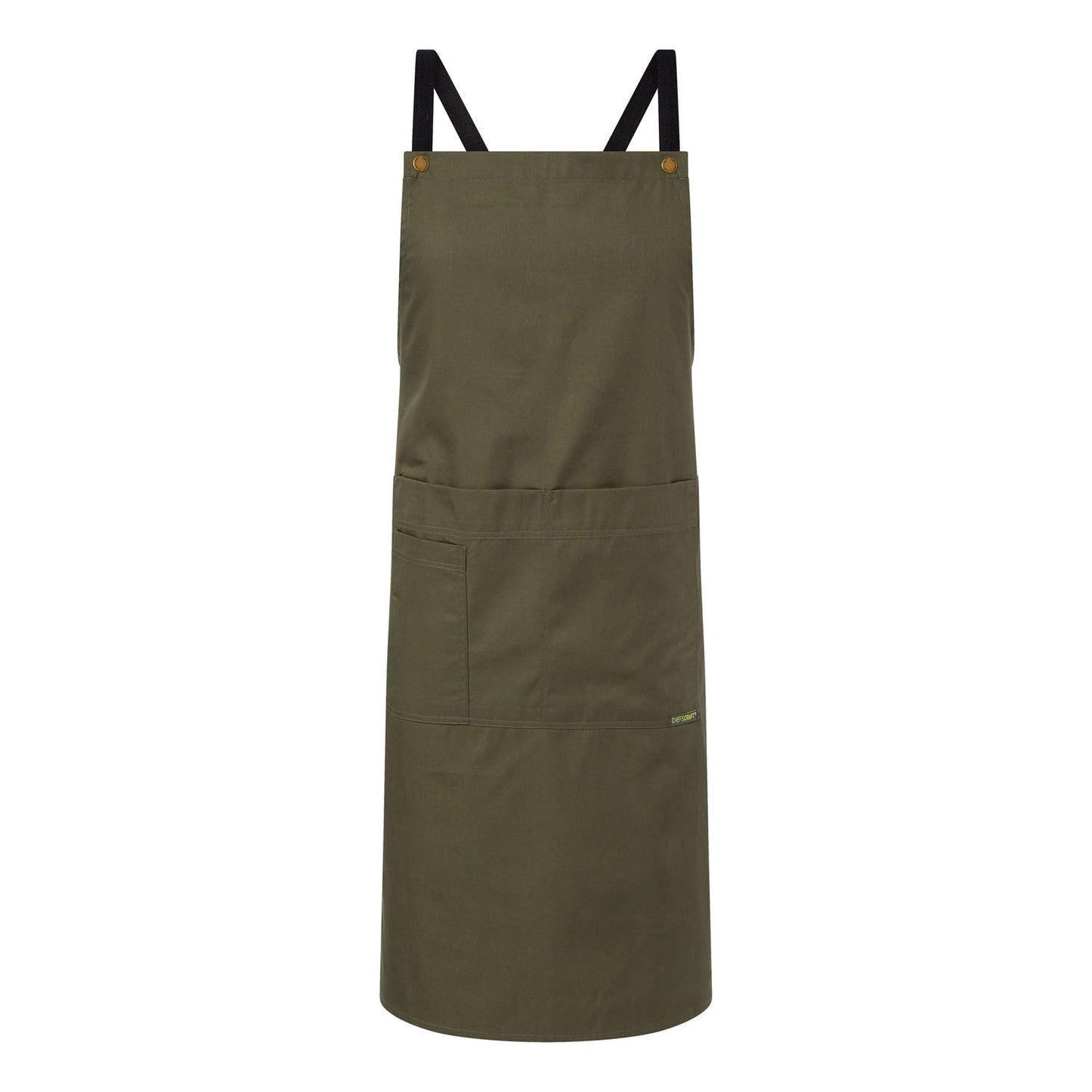 CHEFS CRAFT FULL BIB APRON WITH POCKETS OLIVE