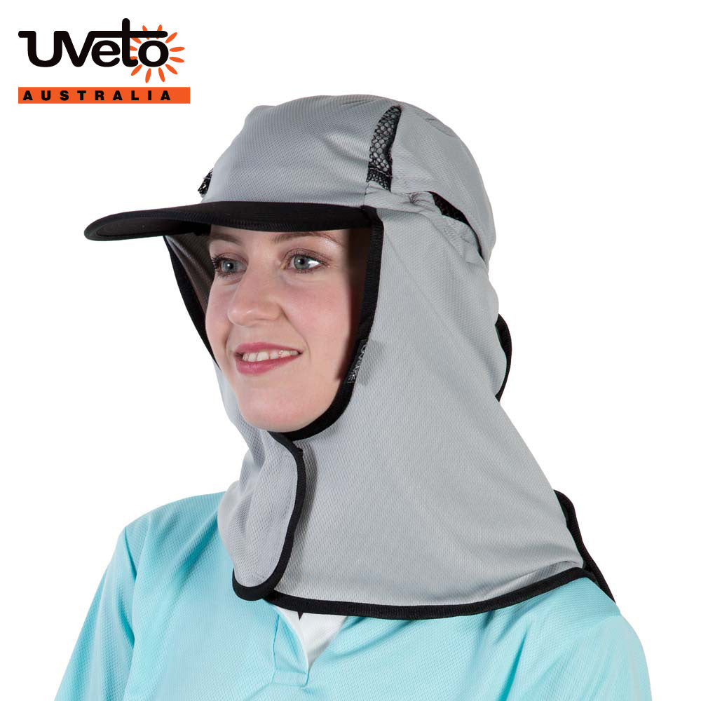 UVETO AUSTRALIA KALAHARI HAT Providing excellent protection from the sun, the Kalahari Hat features a additional neck and face coverage UPF 50+ SILVER GREY