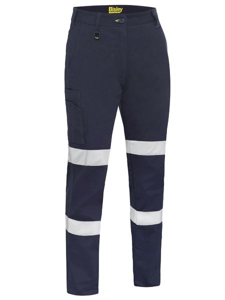 Bisley WOMAN'S TAPED STRETCH COTTON DRILL CARGO PANTS Navy Size 8