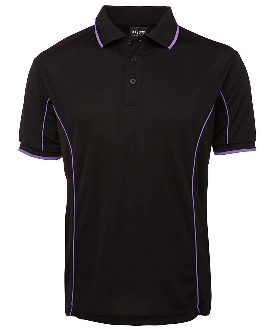 JB's S/S PIPING POLO BLACK PURPLE SIZE XL