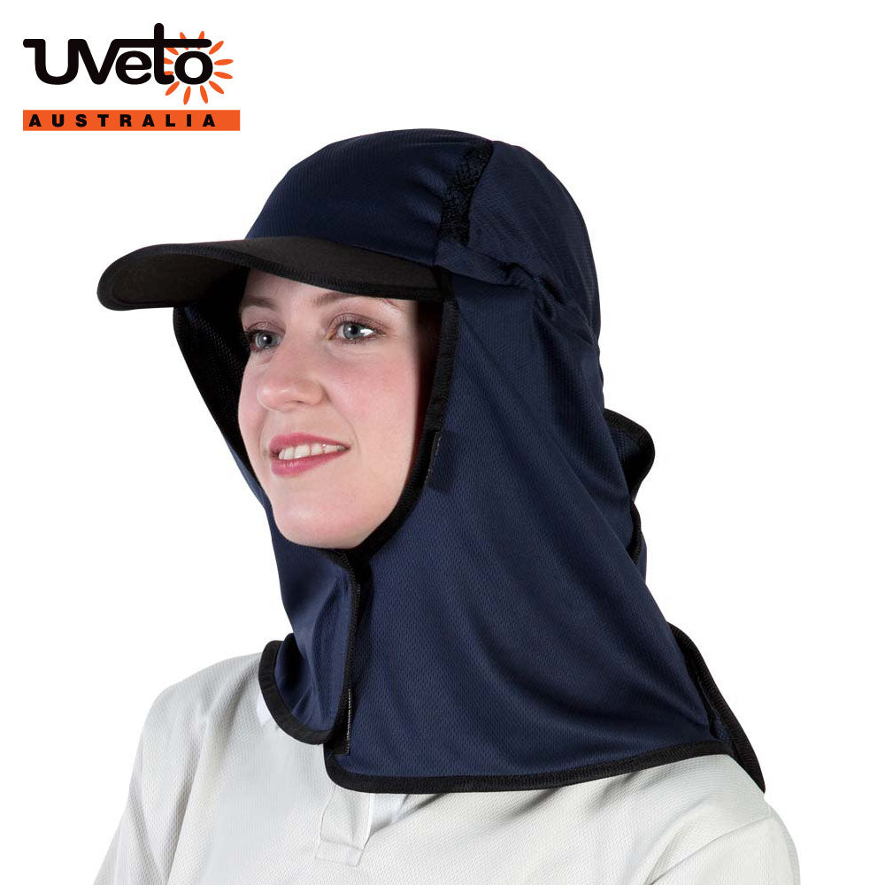 UVETO AUSTRALIA KALAHARI HAT Providing excellent protection from the sun, the Kalahari Hat features a additional neck and face coverage UPF 50+ NAVY