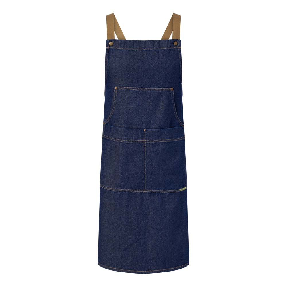 DENIM BIB APRON WITH POCKET STONE WASH