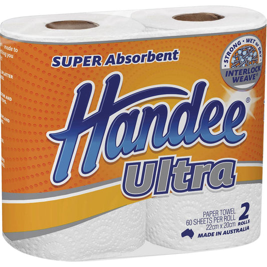 PAPER TOWEL HANDEE KITCHEN 2PLY 60S TWIN PACK