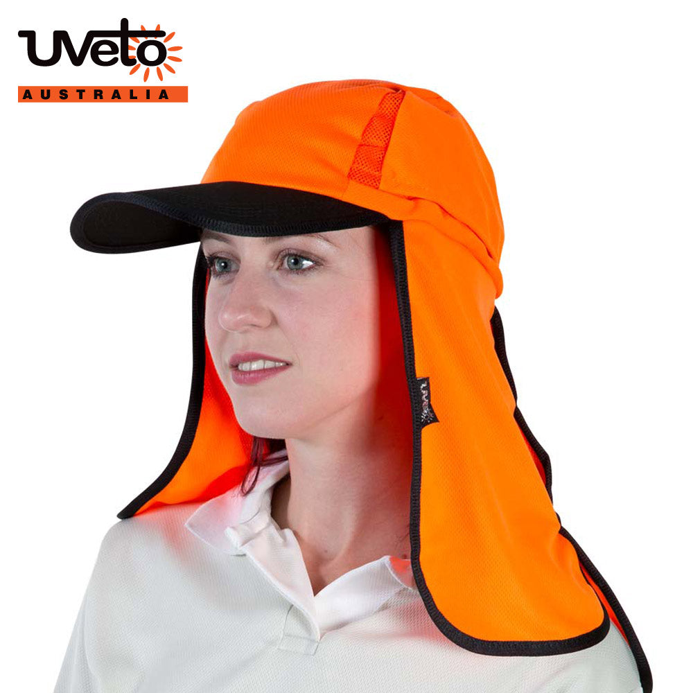UVETO AUSTRALIA KALA HAT The Kala Hat provides maximum protection from the sun while keeping the face clear, UPF 50+ HI VIS ORANGE