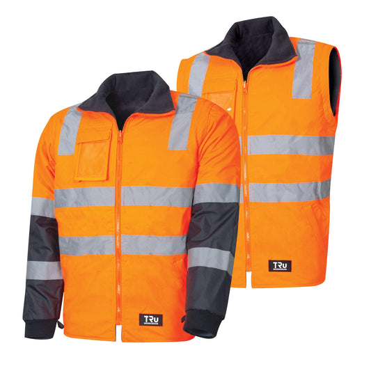 Wet Weather Jacket With Removable Sleeves And TRuVis Reflective Tape- O/N- 2XL