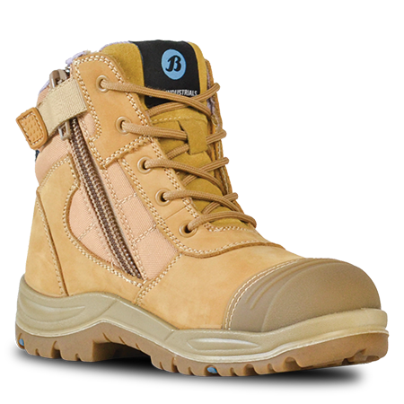 Bata DAKOTA LADIES WHEAT ZIP SIDED LACE-UP ANKLE BOOT WITH STEEL SAFETY TOECAP SIZE 9