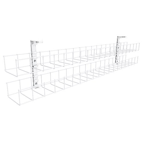 Dual Tier Cable Basket - 1550mm Wide - White WHITE
