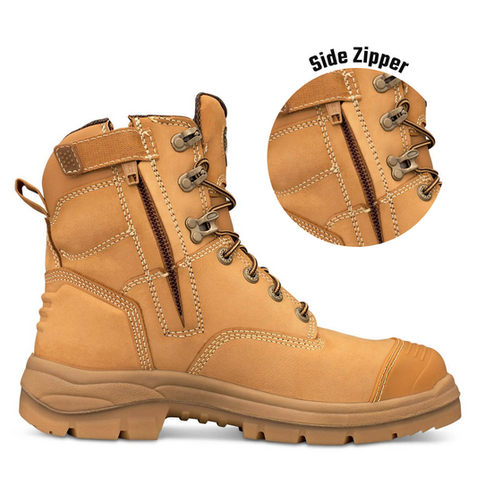 Oliver 150mm Zip Side Lace Up Boot, Water Resistant Nubuck Leather, COOLstep Lining, Lace Locking Device 11.5