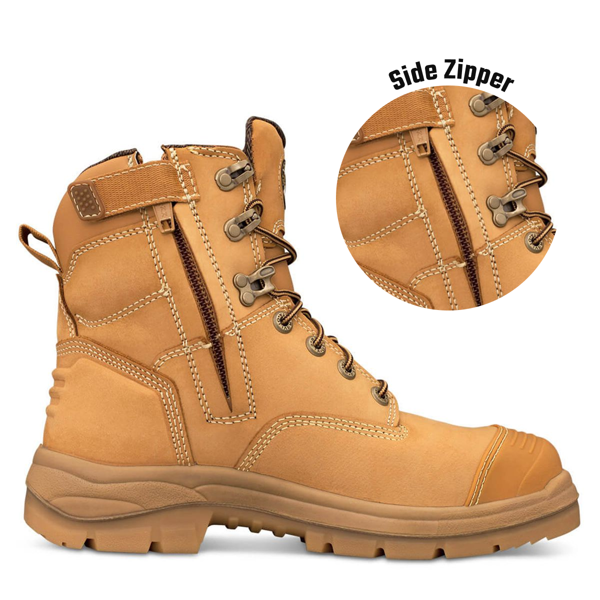 Oliver 150mm Zip Side Lace Up Boot, Water Resistant Nubuck Leather, COOLstep Lining, Lace Locking Device  9