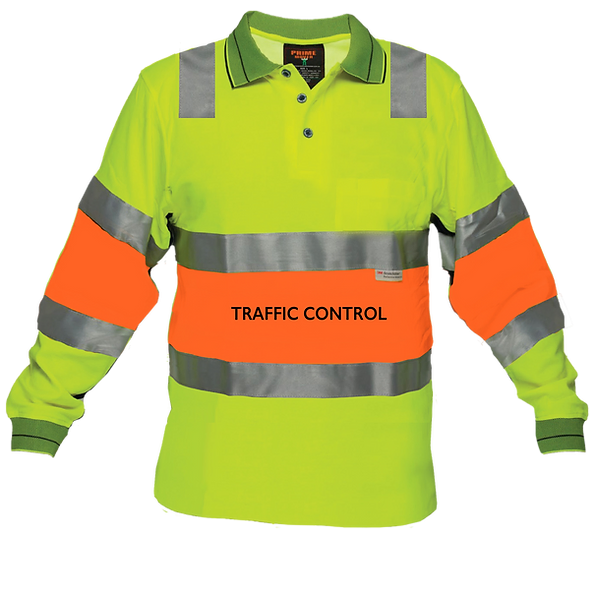 Hi Vis Cotton Backed Traffic control shirt 2T Biomotion Tape Y/O 7XL