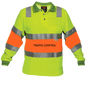 Hi Vis Cotton Backed Traffic control shirt 2T Biomotion Tape Y/O XL