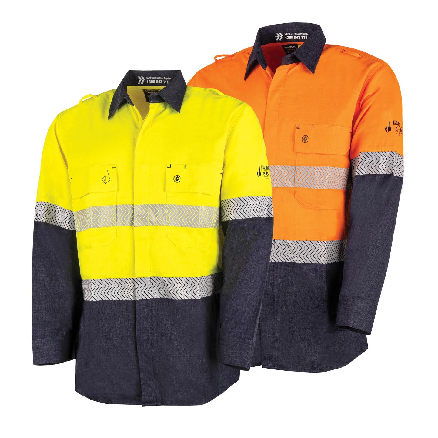 BOOL Regular Weight PPE2 Two Tone FR Shirt With Segmented FR Reflective Tape XL Yellow/Navy
