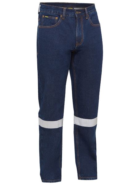 BISLEY ORIGINAL TAPED STRETCH DENIM WORK JEANS NAVY 97R
