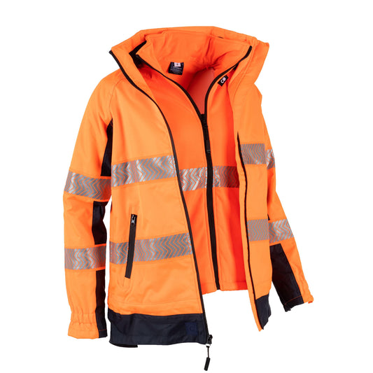 COgear Lucille - 4-In-1 Hi-Vis Jacket With Removable Vest Orange/Navy Size 14