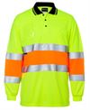 JB's HI VIS BIO MOTION (D+N) L/S POLO WITH REFLECTIVE TAPE LIME/ORANGE 4XL