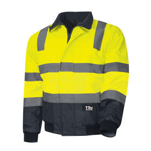 Tru Workwear Pilot Two Tone Polyester Oxford Jacket with TRuVis Reflective Tape YELLOW NAVY 3XL