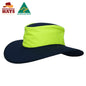 NEWCASTLE HATS NULLARBOR MICRO MESH HI VIS WIDE BRIM HAT UPF50+ YELLOW NAVY MEDIUM