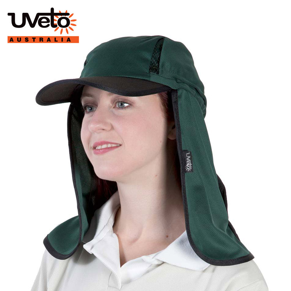 UVETO AUSTRALIA KALA HAT The Kala Hat provides maximum protection from the sun while keeping the face clear, UPF 50 BOTTLE GREEN