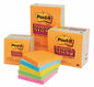 POST- IT NOTES SUPER STICKY 675-6SSAN 98X98 LINED ASST NEON PK6