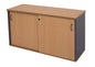 Sliding Door Credenza - Includes 2 x Adjustable 18mm T Shelves 1200mm W x 450mm D x 730mm H BEECH/IRONSTONE