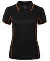 JB's Podium Ladies Piping Polo Black/Orange Size 12