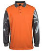 JB's HV L/S SOUTHERN CROSS POLO ORANGE/CHARCOAL 5XL