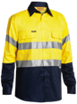 BISLEY TAPED HI VIS DRILL SHIRT YELLOW/NAVY 2X LARGE