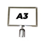 A3 Sign Holder for Retractable Belt Queue Bollard - Landscape - Stainless Steel