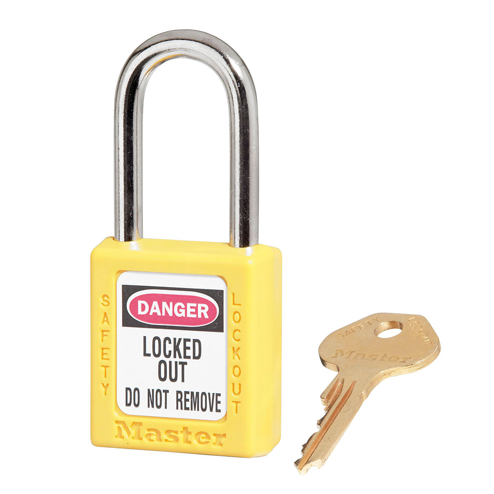 Yellow Zenex™ Thermoplastic Safety Padlock, 1-1/2in (38mm) Wide with 1-1/2in (38mm) Tall Shackle