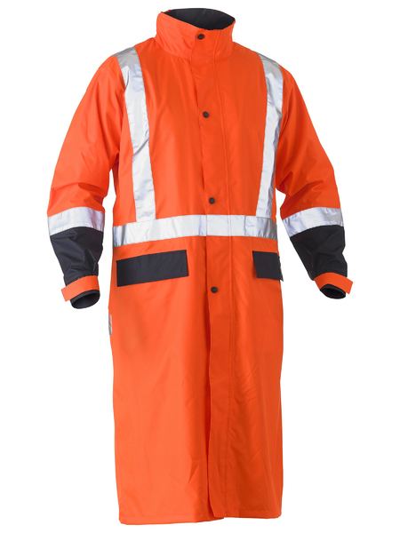 BISLEY Taped Hi Vis Long Rain Coat ORANGE 3XL