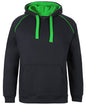 JB'S CONTRAST FLEECY HOODIE BLACK/PEA GREEN XL