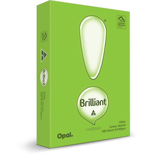 BRILLIANT COPY PAPER A4 80GSM WHITE REAM OF 500