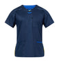 MEDI 8 UNISEX STRETCH SCRUB TOP in Navy Blue in size 4XL