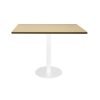 Square Flat Disc Base Table in White Powder Coat Finish 900mm W x 900mm D x 755mm H Overall Natural oak/ white