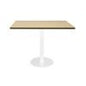 Square Flat Disc Base Table in White Powder Coat Finish 900mm W x 900mm D x 755mm H Overall Natural oak/ white